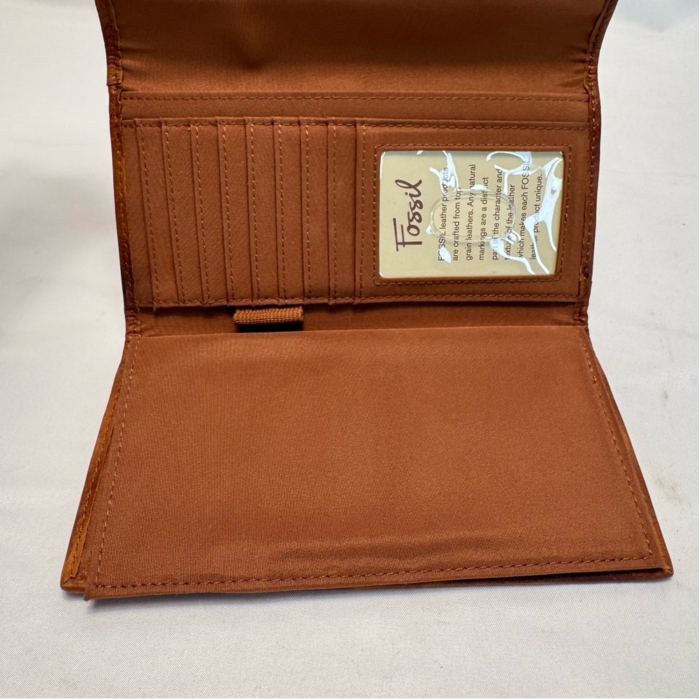 Fossil Genuine Leather Wallet Multicolor Trifold Riley Patchwork Clutch - Picture 4 of 9